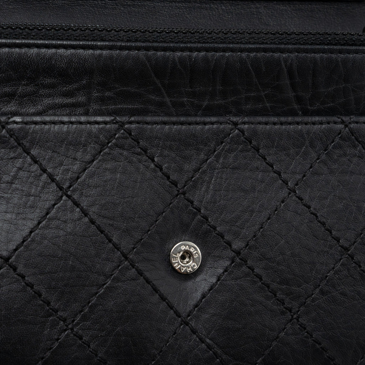 CHANEL 2.55 WALLET ON CHAIN AGED CALFSKIN BLACK RUTHENIUM SHW