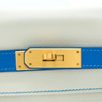 HERMES KELLY 28 SPECIAL ORDER EVERCOLOR BLANC/MYKONO BRUSHED GOLD HARDWARE