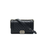 CHANEL MEDIUM BOY CHANEL BAG CAVIAR BLACK RUTHENIUM HARDWARE