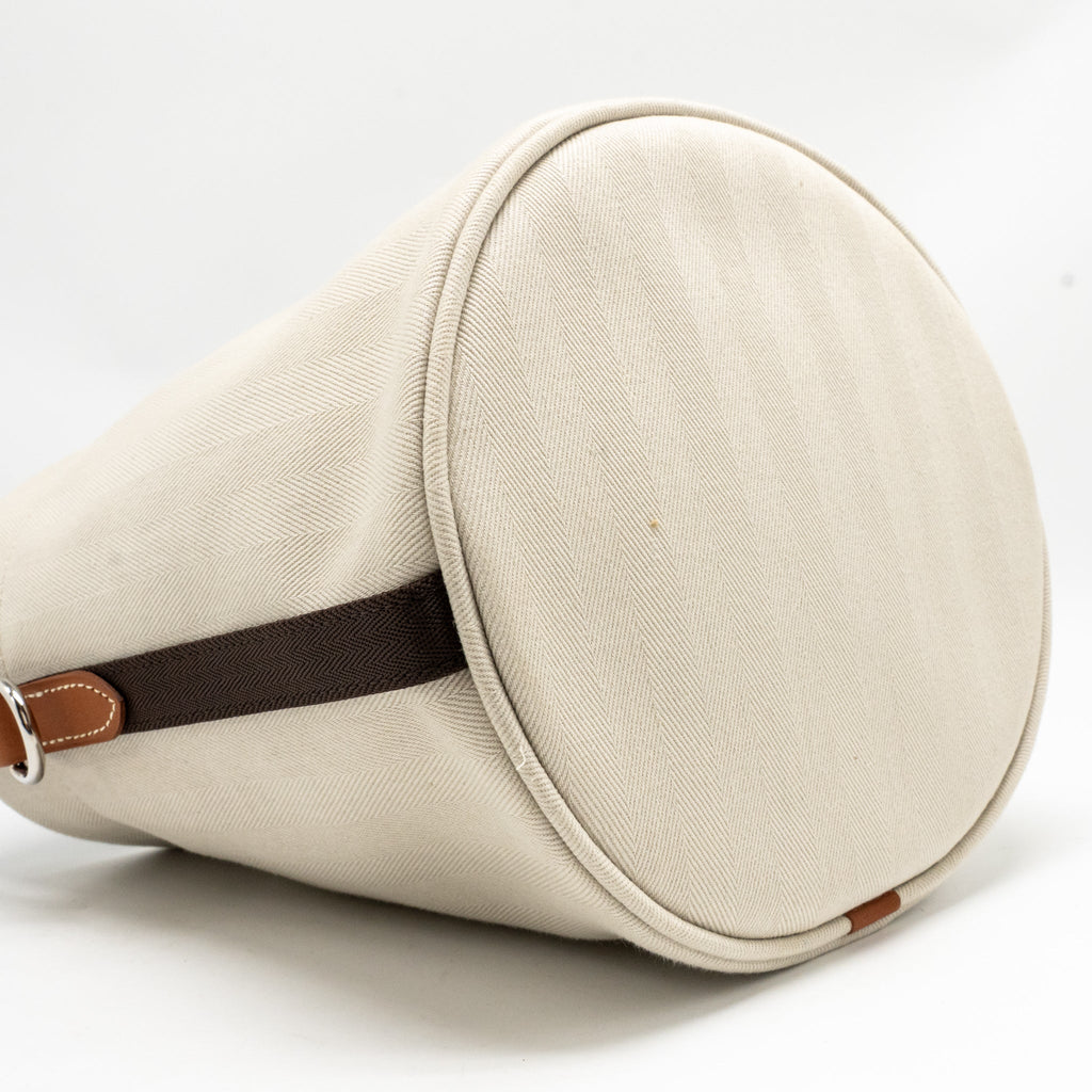 Hermes Sac De Pansage Toile Grooming Bucket Bag Canvas Craie/Gold SHW