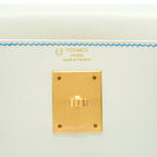 HERMES KELLY 28 SPECIAL ORDER EVERCOLOR BLANC/MYKONO BRUSHED GOLD HARDWARE
