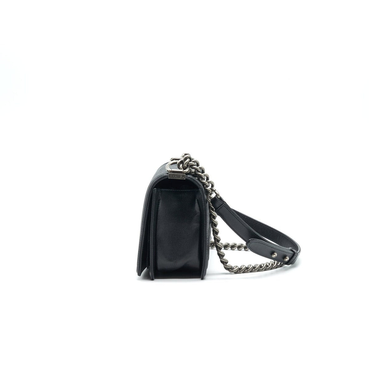 CHANEL MEDIUM BOY CHANEL BAG CAVIAR BLACK RUTHENIUM HARDWARE