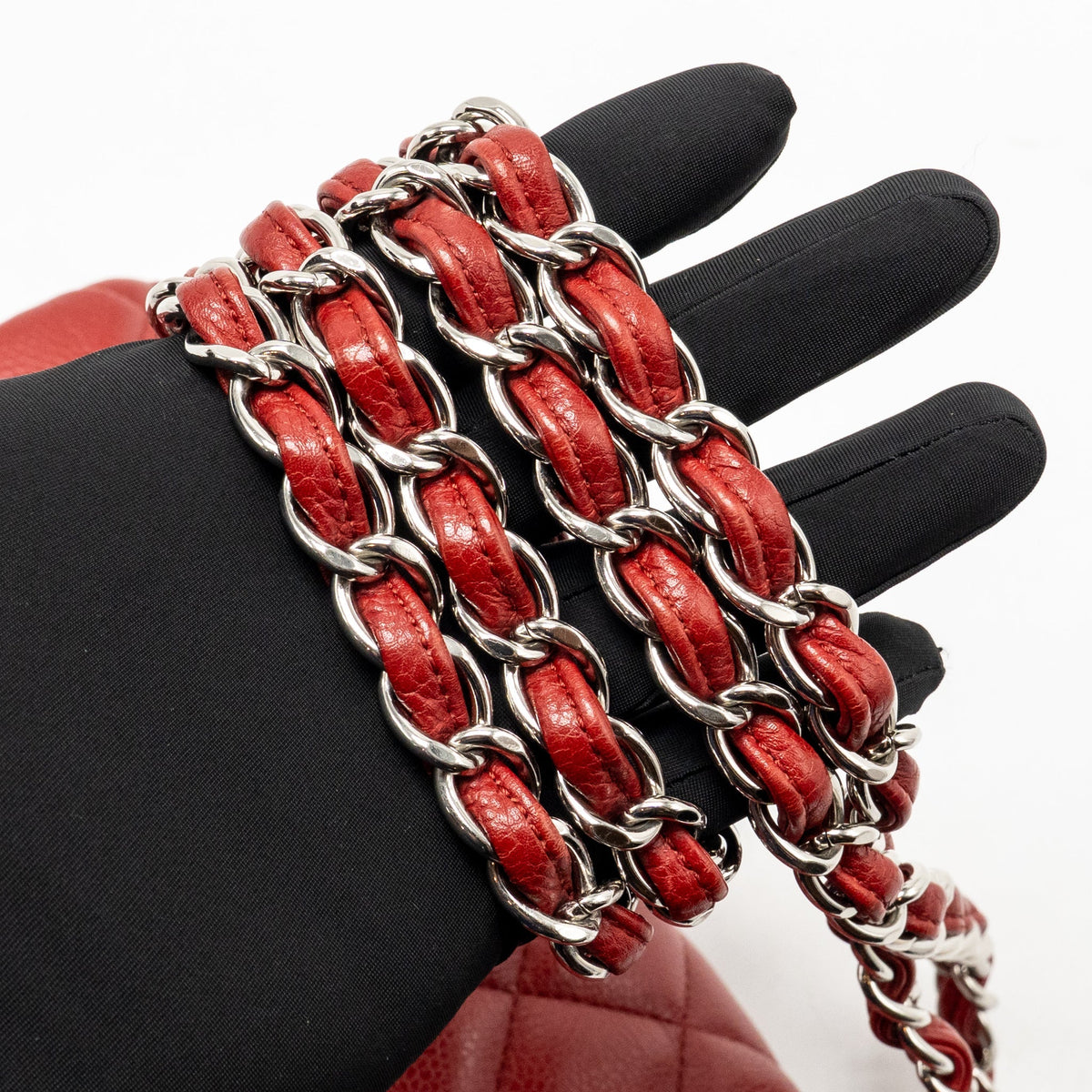 Chanel Jumbo Classic Double Flap Bag Caviar RED SHW