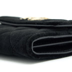 CHANEL VELVET CC LOGO SMALL FLAP WALLET BLACK LGHW