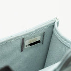 CHANEL TOP HANDLE MINI FLAP CLUTCH WITH CHAIN LAMBSKIN LIGHT BLUE LGHW