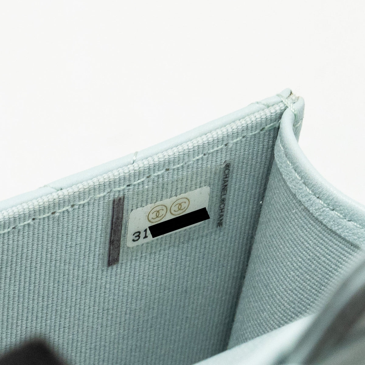 CHANEL TOP HANDLE MINI FLAP CLUTCH WITH CHAIN LAMBSKIN LIGHT BLUE LGHW