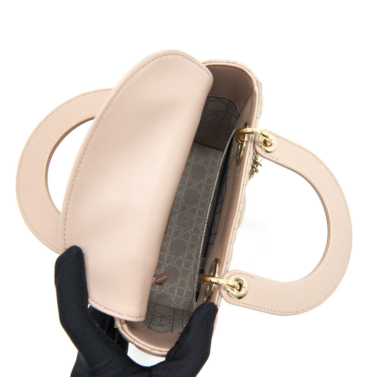 DIOR SMALL LADY DIOR DARK BEIGE LGHW
