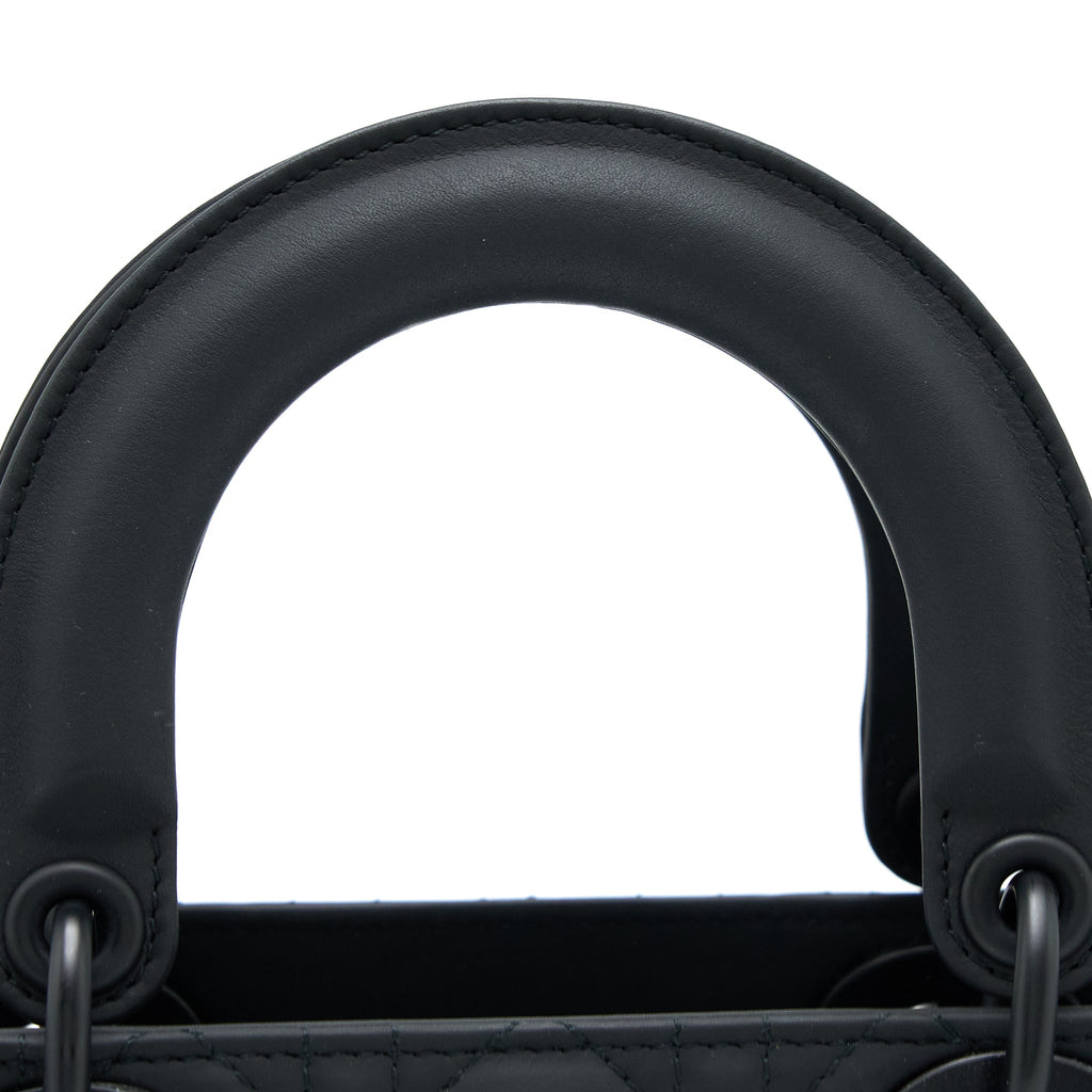DIOR SMALL LADY DIOR CALFSKIN SO BLACK WITH BLACK HARDWARE