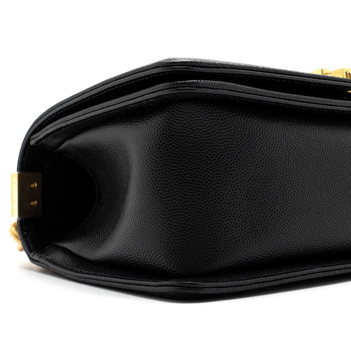 CHANEL MEDIUM CLASSIC BOY BAG CAVIAR BLACK BRUSHED GHW (MICROCHIP)