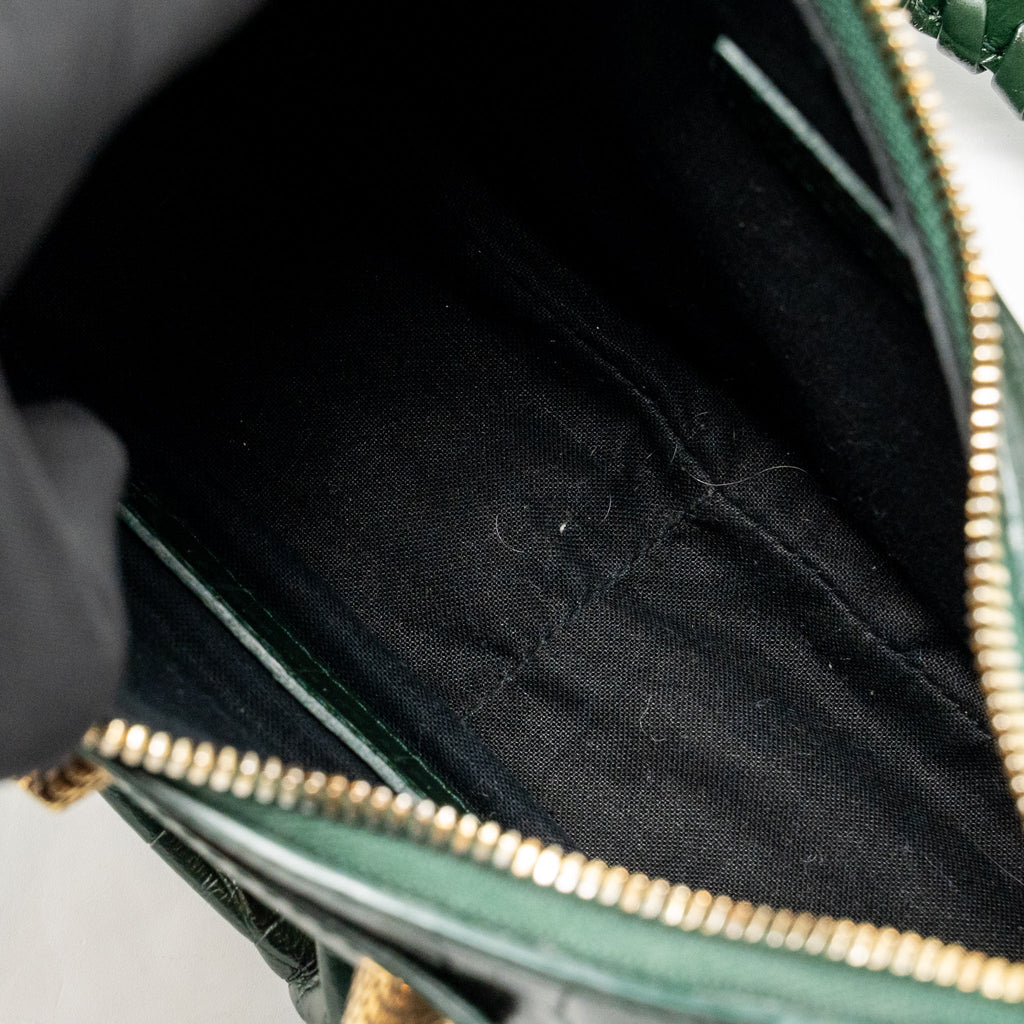Balenciaga Le cagole XS Shoulder Bag Crocodile Embossed Calfskin Dark Forest Green GHW