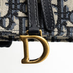 DIOR SADDLE BELT BAG BLUE OBLIQUE JACQUARD CANVAS GHW
