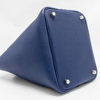 HERMES PICOTIN 18 LOCK BAG TAURILLON MAURICE BLUE SAPHIR SHW