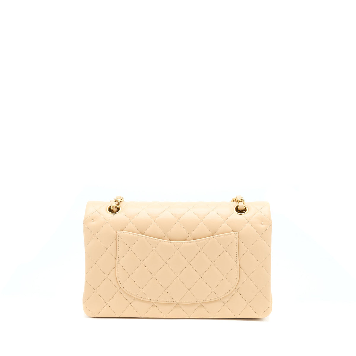 CHANEL MEDIUM CLASSIC FLAP BAG LAMBSKIN BEIGE LGHW (MICROCHIP)