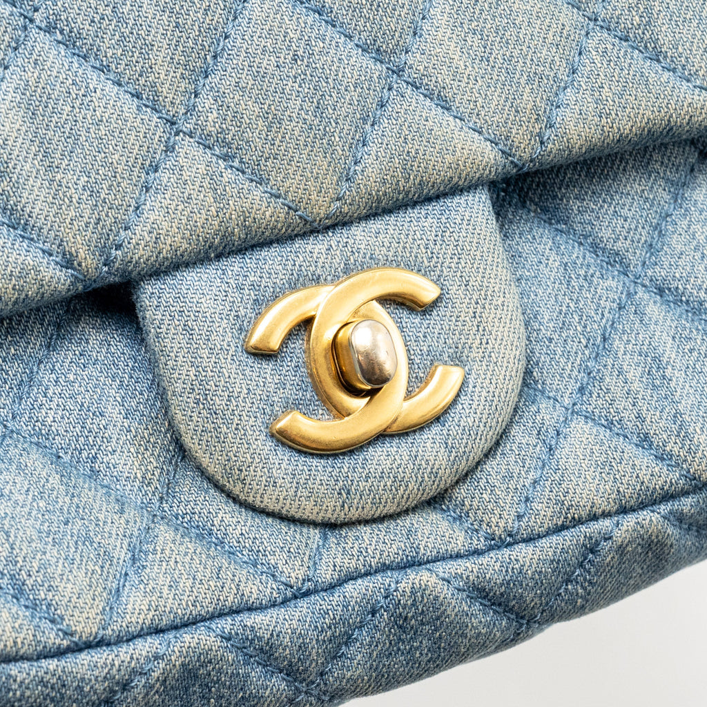 Chanel Pearl Crush Mini Rectangular Denim Blue GHW (Microchip)