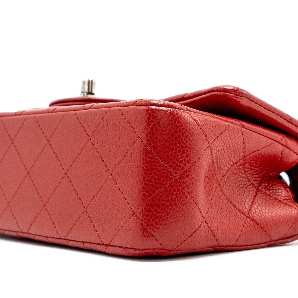 CHANEL MINI RECTANGULAR FLAP BAG CAVIAR RED RUTHENIUM HARDWARE