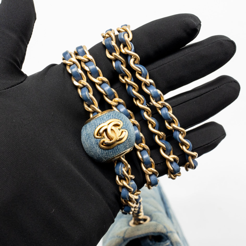 Chanel Pearl Crush Mini Rectangular Denim Blue GHW (Microchip)