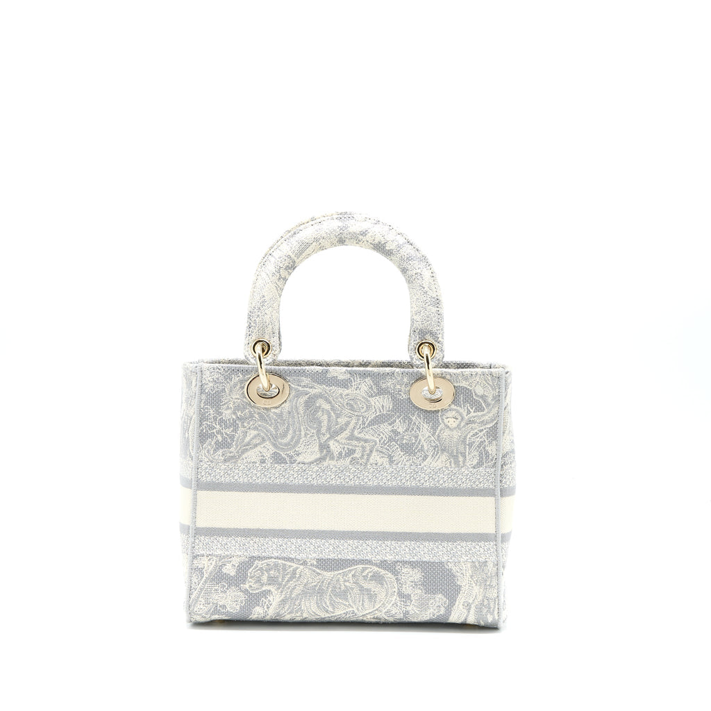 DIOR MEDIUM LADY DIOR BAG D-LITE BAG LIGHT GREY LGHW