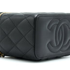 CHANEL 22B PEARL CRUSH LONG VANITY WITH CHAIN LAMBSKIN BLACK GHW