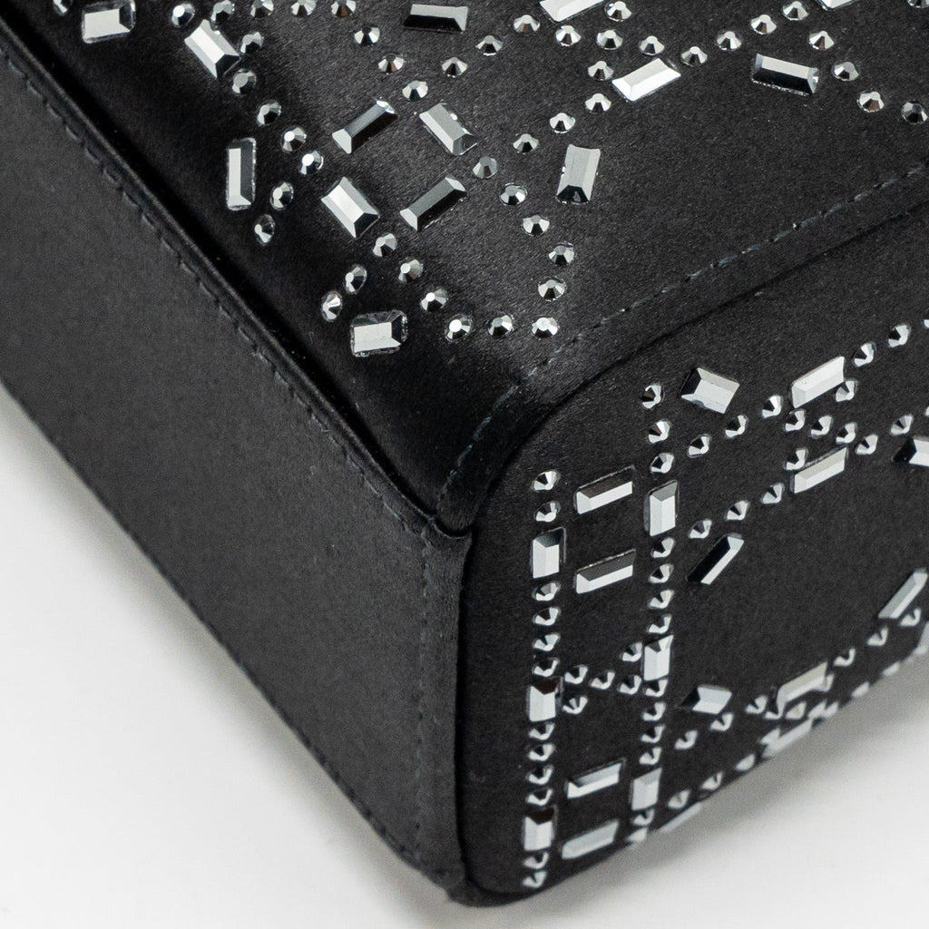 Dior Mini Lady Dior Cannage Satin with Strass Black SHW
