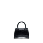 BALENCIAGA HOURGLASS XS CROC-EMBOSSED CALFSKIN SO BLACK