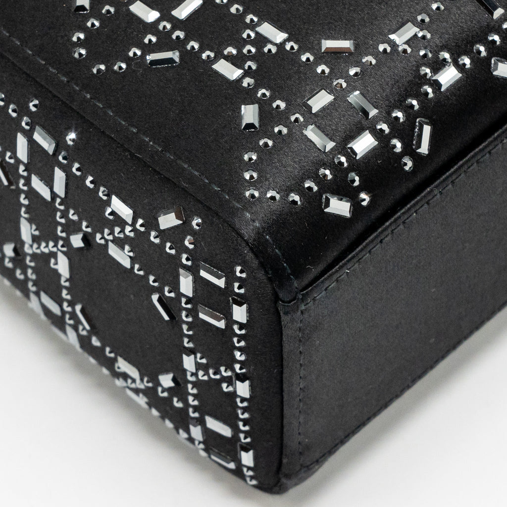 Dior Mini Lady Dior Cannage Satin with Strass Black SHW