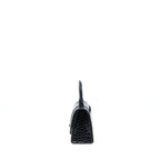 BALENCIAGA HOURGLASS XS CROC-EMBOSSED CALFSKIN SO BLACK