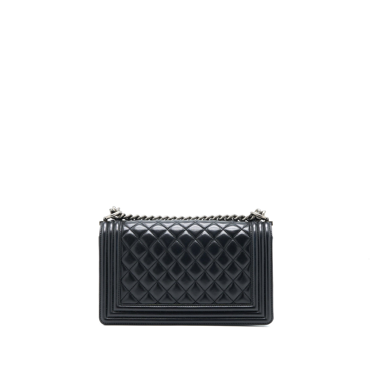 CHANEL MEDIUM BOY BAG LAMBSKIN BLACK RUTHENIUM SHW