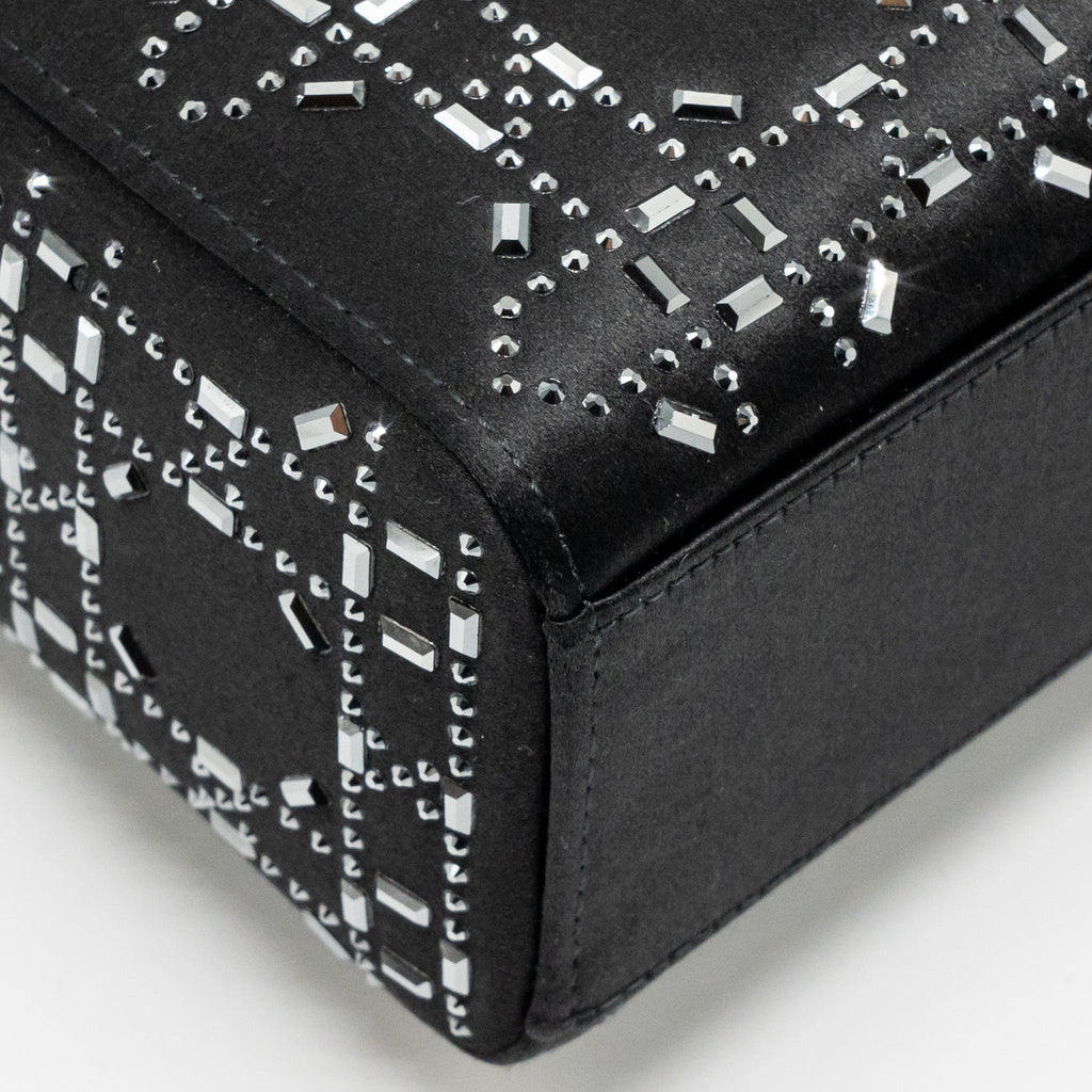 Dior Mini Lady Dior Cannage Satin with Strass Black SHW
