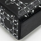 Dior Mini Lady Dior Cannage Satin with Strass Black SHW