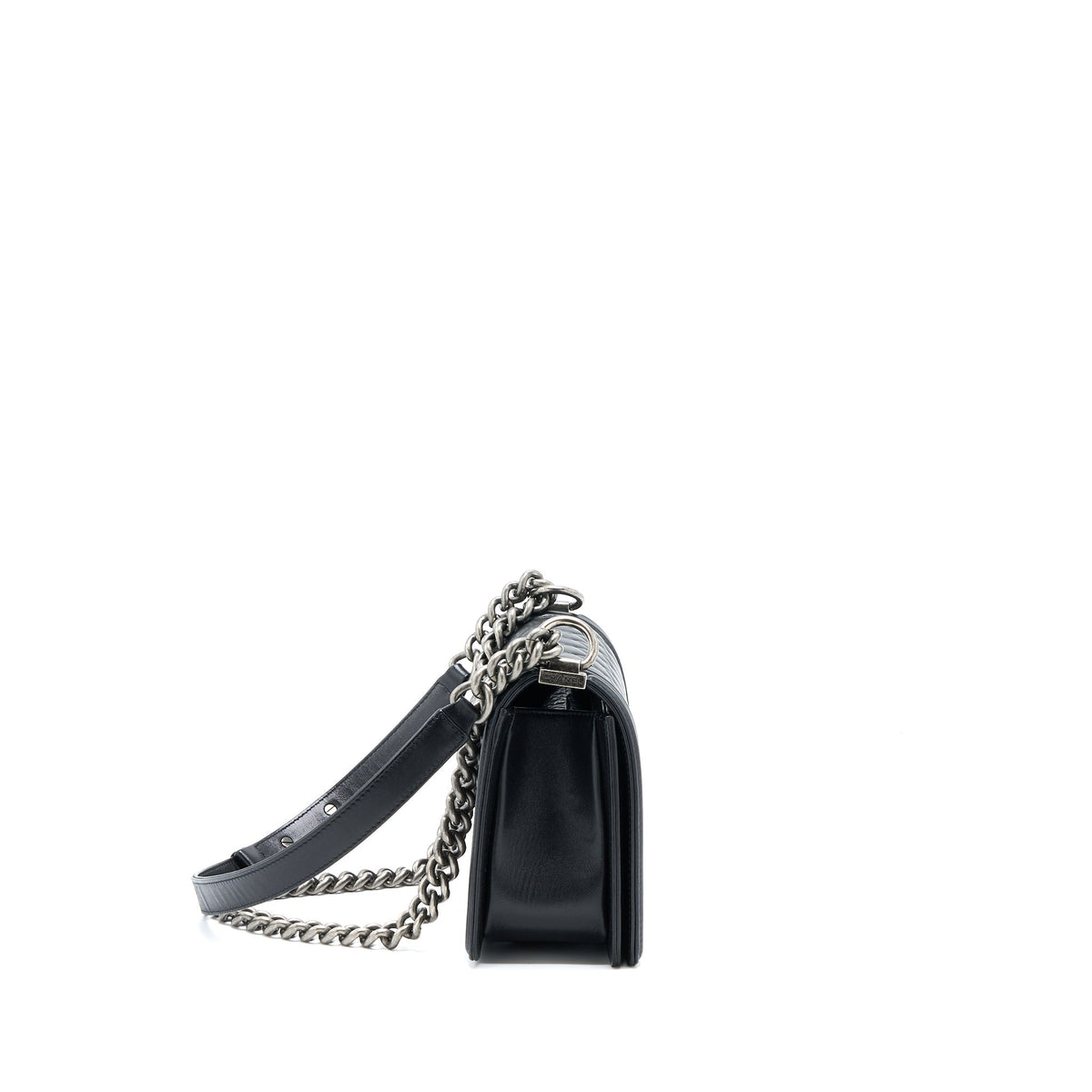CHANEL MEDIUM BOY BAG LAMBSKIN BLACK RUTHENIUM SHW