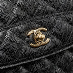 CHANEL 25C QUILTED CC TOP HANDLE MINI BACKPACK CAVIAR BLACK LGHW (MICROCHIP)