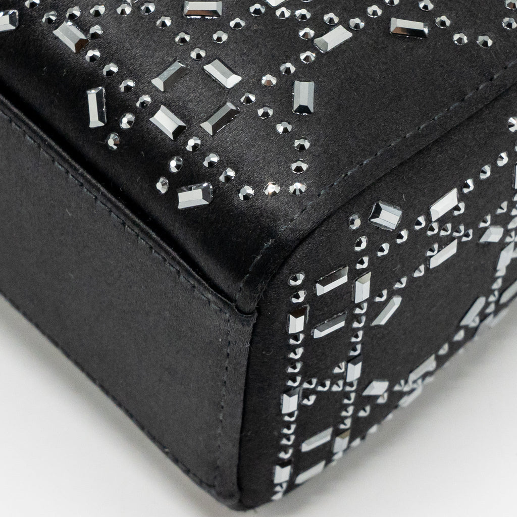 Dior Mini Lady Dior Cannage Satin with Strass Black SHW