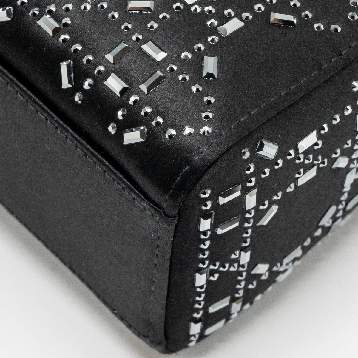 Dior Mini Lady Dior Cannage Satin with Strass Black SHW