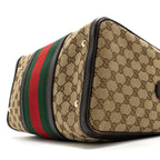 GUCCI BOSTON BAG GG SUPREME CANVAS BROWN LGHW