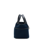 HERMES PICOTIN CARGO 18 LOCK BAG SWIFT AND TOILE CANVAS BLUE MARINE /BLACK SHW