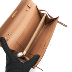 HERMES KELLY TO GO CHEVRE MYSORE LEATHER 2J QUEBRACHO GHW