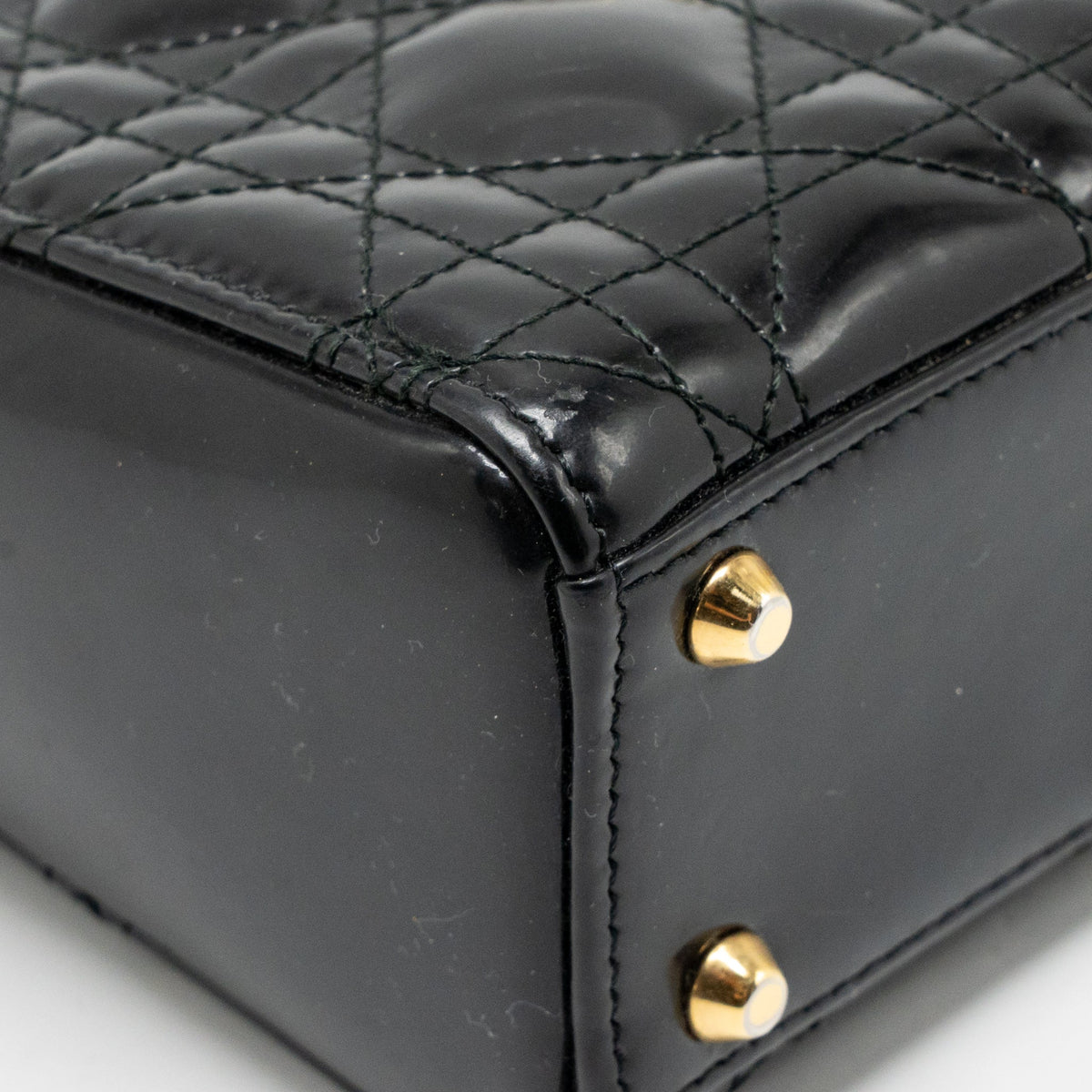 DIOR MINI LADY DIOR PATENT BLACK GHW