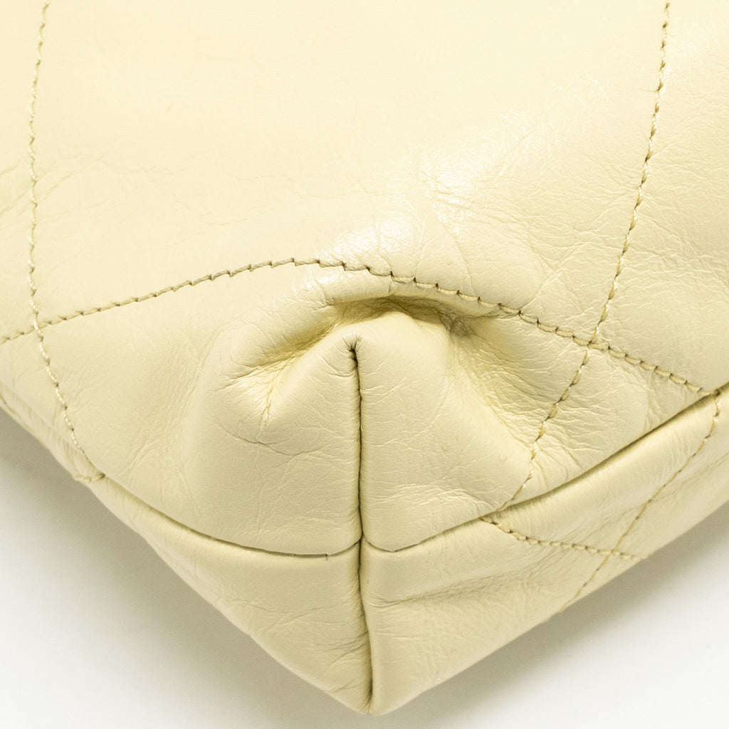 Chanel Mini 22 Bag Shiny Calfskin Light Yellow GHW (Microchip)