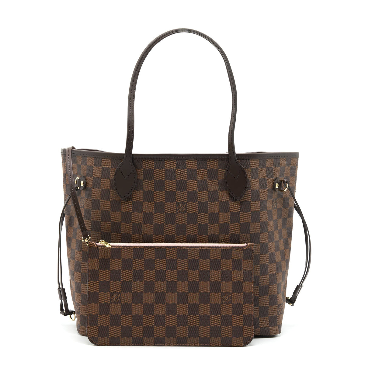 LOUIS VUITTON NEVERFULL MM DAMIER EBENE CANVAS / ROSE BALLERINE