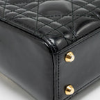 DIOR MINI LADY DIOR PATENT BLACK GHW