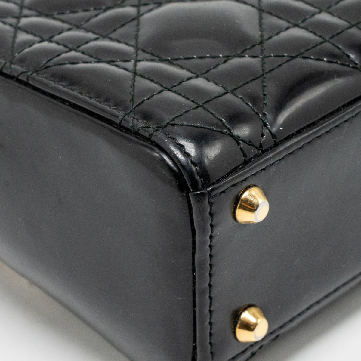 DIOR MINI LADY DIOR PATENT BLACK GHW