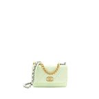 CHANEL 19 WALLET ON CHAIN LAMBSKIN LIGHT GREEN MULTICOLOUR HARDWARE (MICROCHIP)