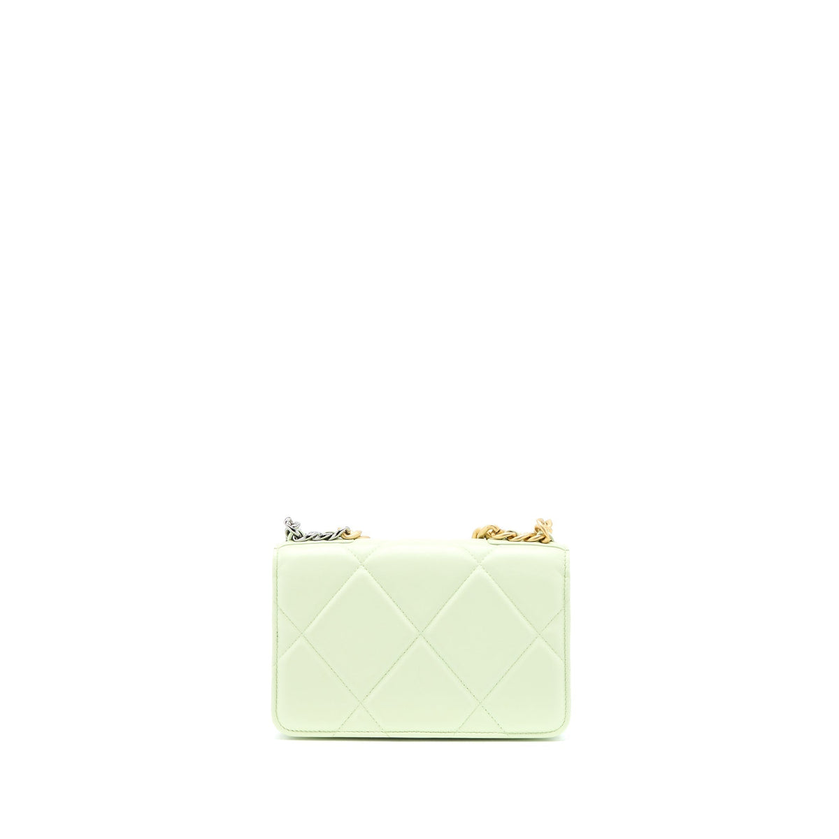 CHANEL 19 WALLET ON CHAIN LAMBSKIN LIGHT GREEN MULTICOLOUR HARDWARE (MICROCHIP)