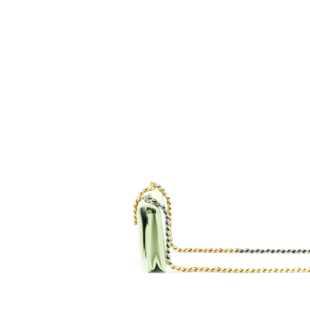 CHANEL 19 WALLET ON CHAIN LAMBSKIN LIGHT GREEN MULTICOLOUR HARDWARE (MICROCHIP)