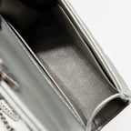 CHANEL TOP HANDLE MINI FLAP BAG WITH CHAIN LAMBSKIN SILVER SHW (MICROCHIP)