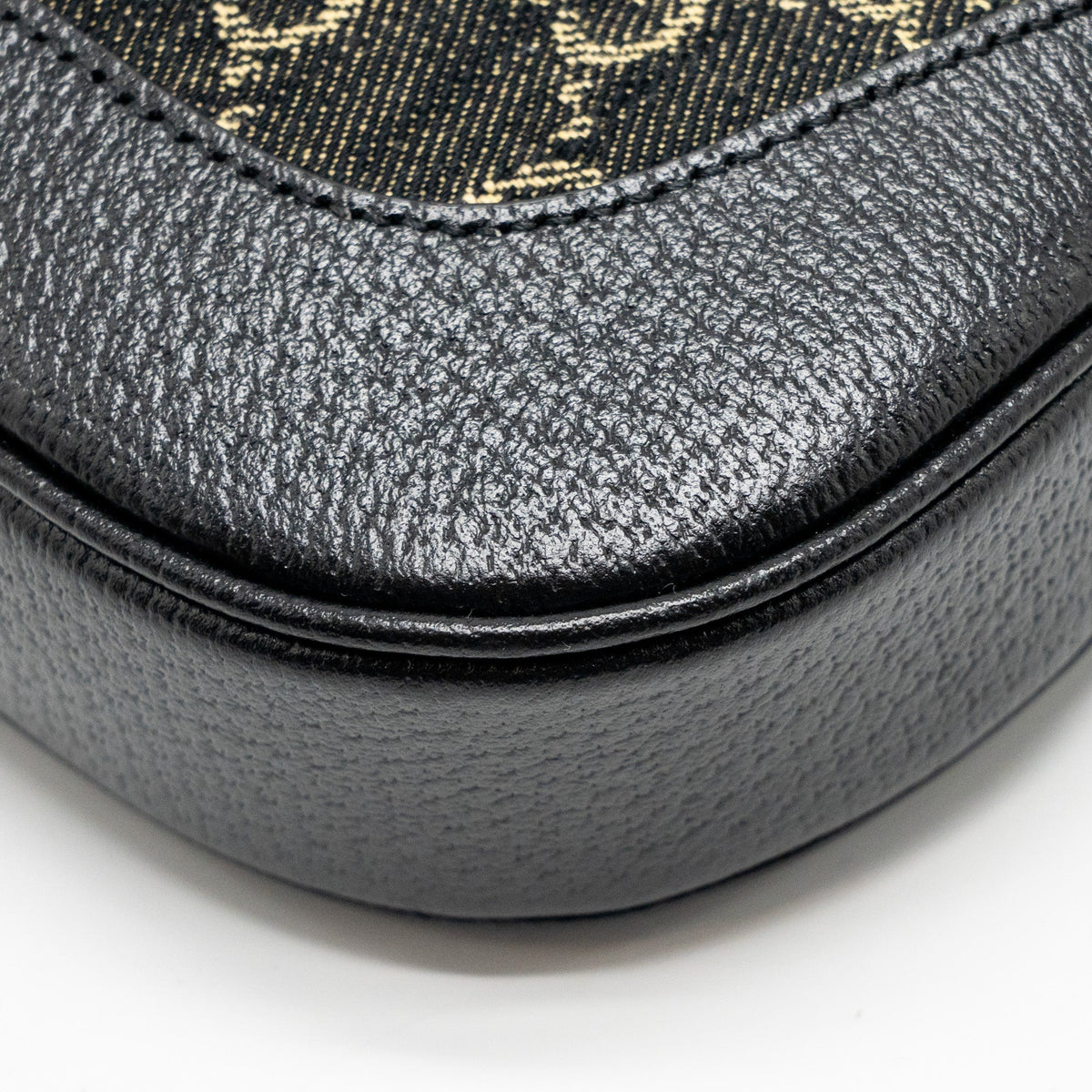 GUCCI JACKIE 1961 SMALL SHOULDER BAG DENIM/LEATHER BLACK GHW