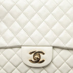 CHANEL QUILTED FLAP BAG WITH HEART CHARM LAMBSKIN WHITE LGHW