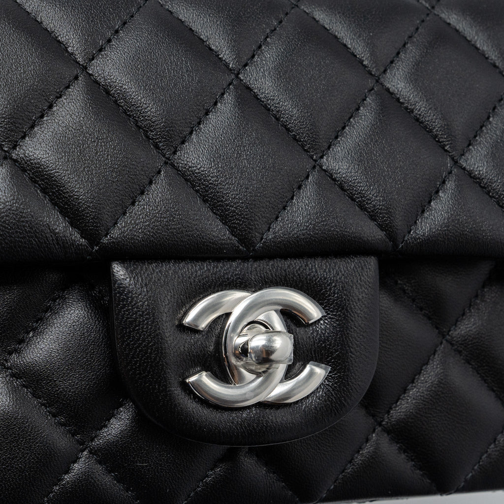 CHANEL MINI RECTANGULAR FLAP BAG LAMBSKIN BLACK SHW  (MICROCHIP)