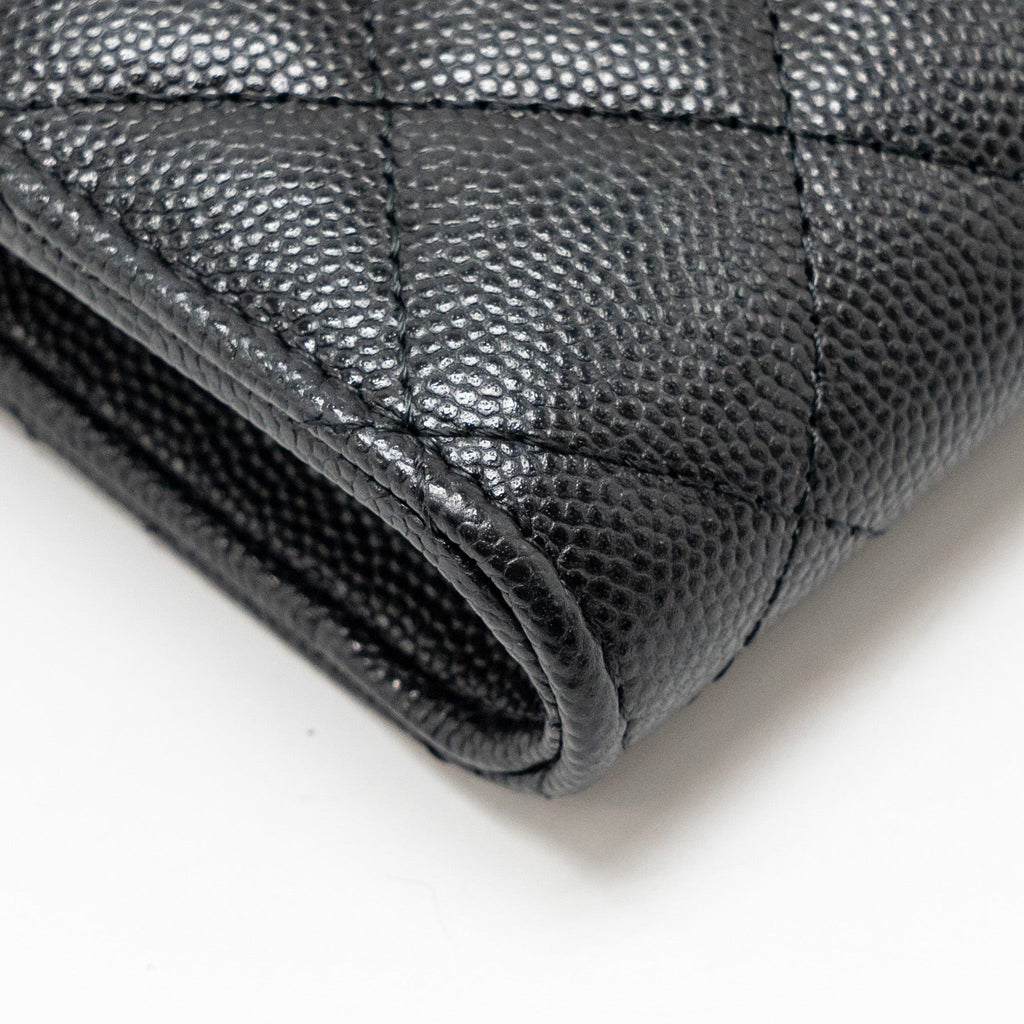 CHANEL CLASSIC PHONE CLUTCH WITH POUCH ON CHAIN CAVIAR BLACK LGHW