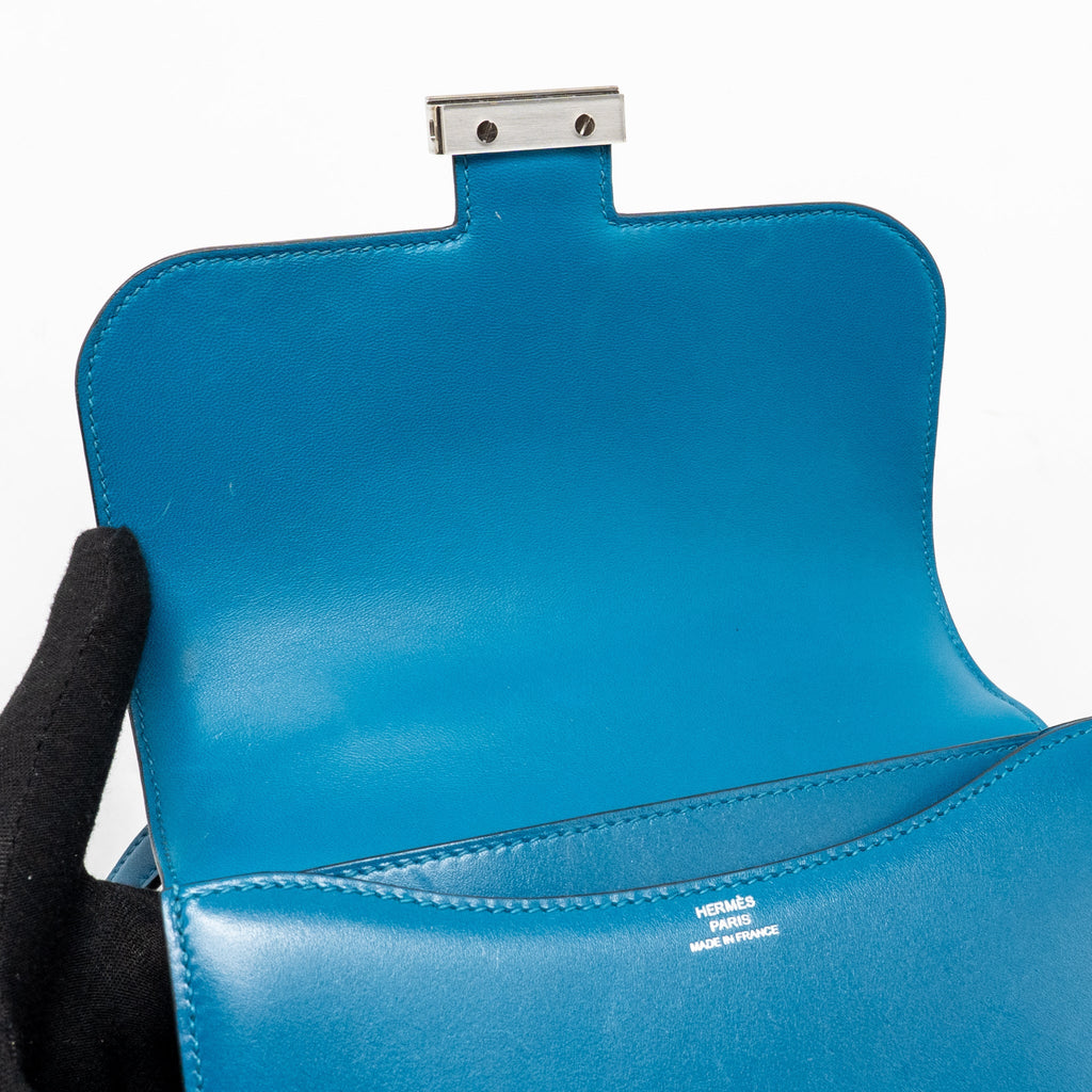 Hermes Mini Constance Tadelakt leather Blue Izmir SHW
